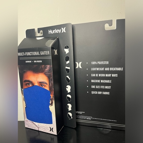 Set Of 2 Multi Purpose Hurley Lightweight Neck Gaiter Face Mask Blue And Camo - Picture 3 of 3